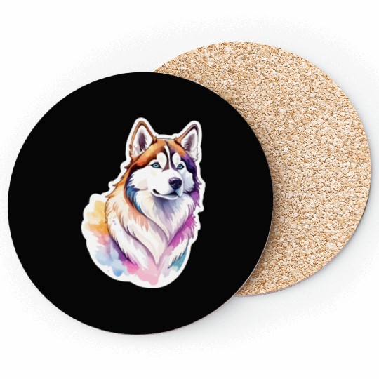 Siberian Husky Watercolor Coasters
