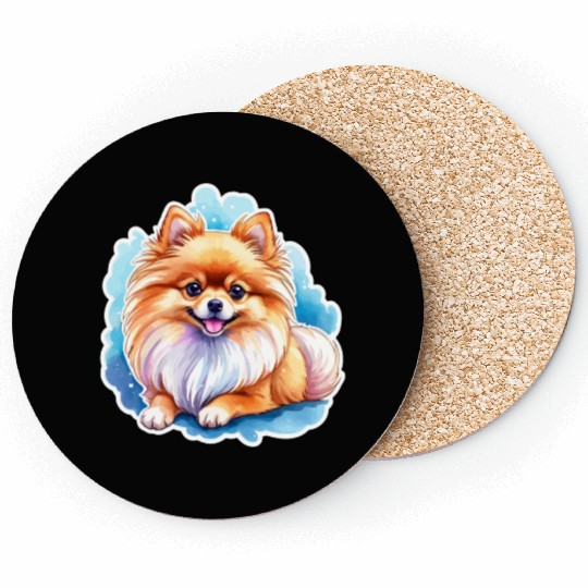 Pomeranian Watercolor Coasters
