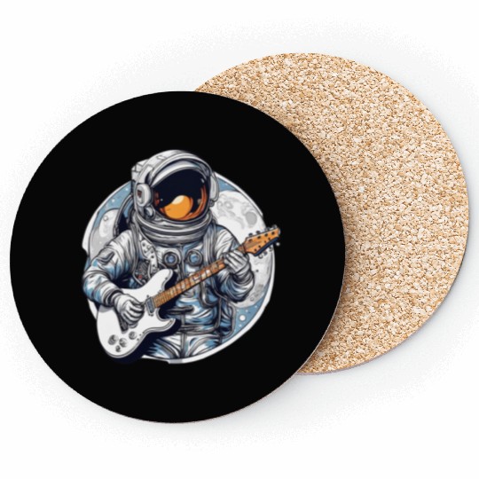 Astronaut plays guitar on a planet in space Coasters