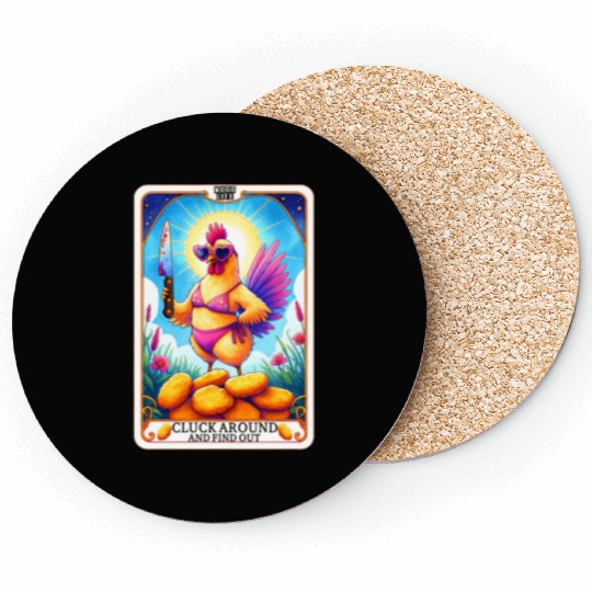 Funny Chicken Tarot Card, FAFO, Hilarious Coasters