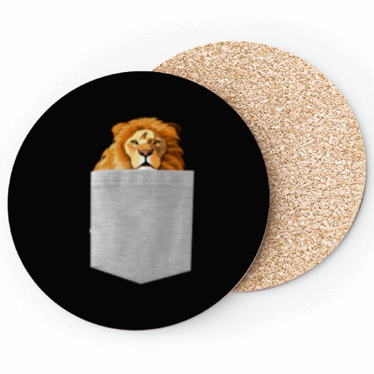 Lion In Your Pocket Coasters - Funny Peeking Jungle