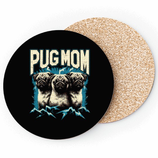 Pug Mom Bootleg Coasters