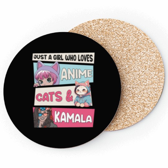Cat Ladies for Kamala - Anime, Cats and Kamala 24 Coasters