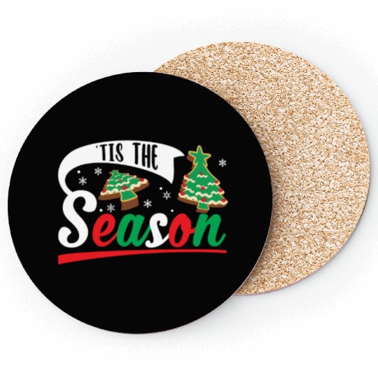 Tis The Season Christmas Cakes Retro Xmas Pajamas Coasters