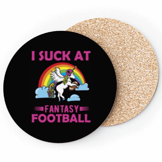 I Suck at Fantasy Football Unicorn Rainbow Coasters