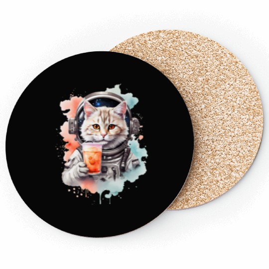 Space Cat Japanese Retro Kawaii Cute Kawaii Astron Coasters