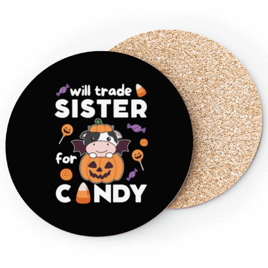 Cow Halloween Trade Sister For Candy Coasters