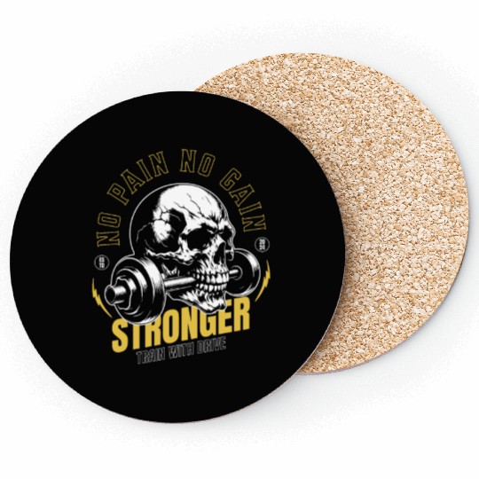No Pain No Gain Stronger Gym Workout Coasters