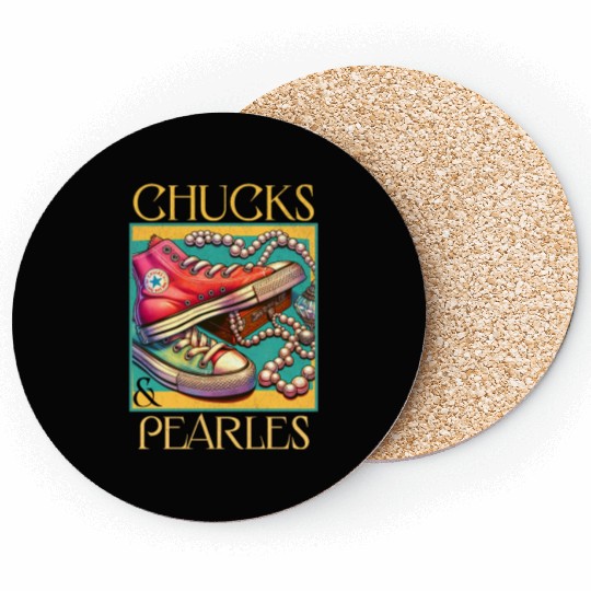 Chucks And Pearls I'M With Her Kamala Coasters