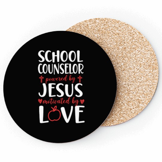 School Counselor Jesus Faith Coasters