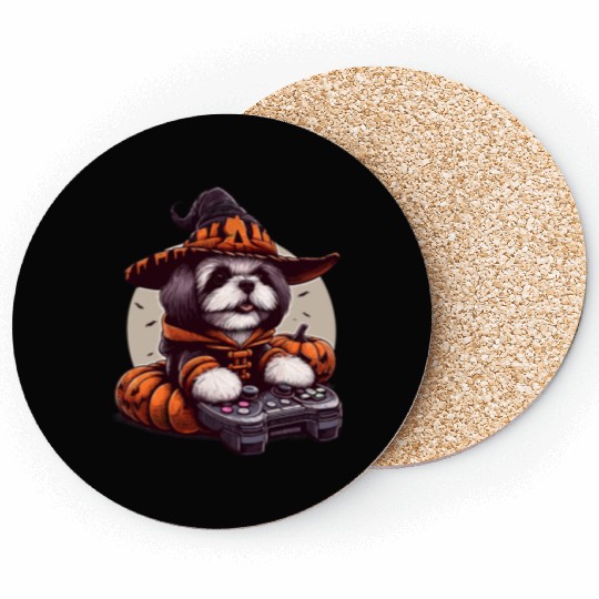 Gamers design for dog lovers and Halloween Coasters