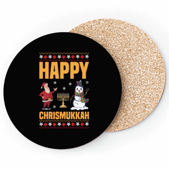 Happy Chrismukkah Funny Hanukkah Christmas Santa Coasters
