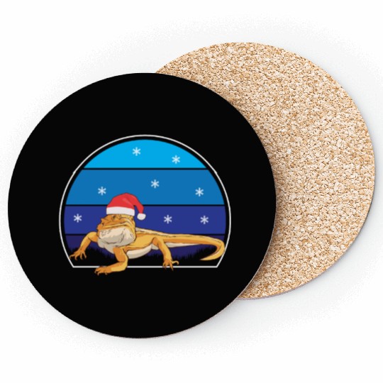 Iguana Christmas Light Sweater Funny Animals Lover Coasters