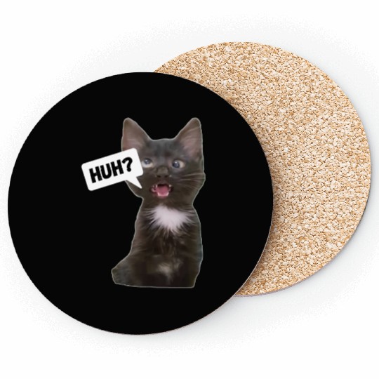 Funny Cross Eyed Cat Meme Huh Funny Cat Coasters
