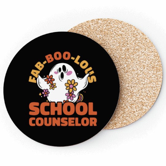School Counselor Halloween Ghost Coasters
