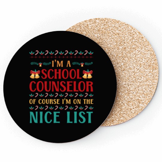 School Counselor Christmas Ugly Coasters