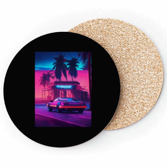 Retro Synthwave Night Drive Coasters