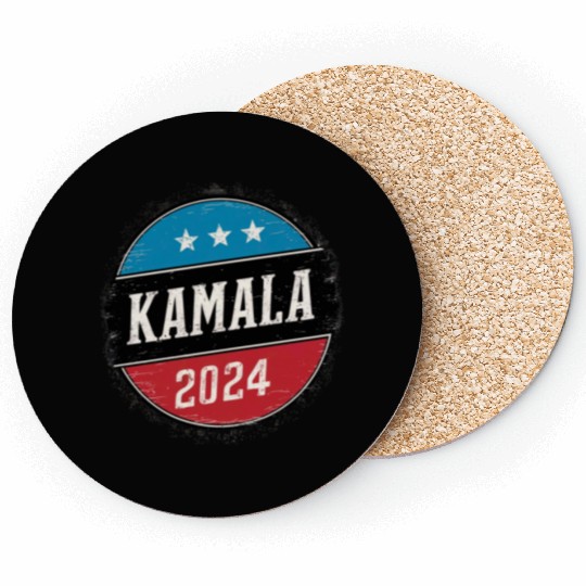 Kamala Harris 2024 Retro Button Election Coasters