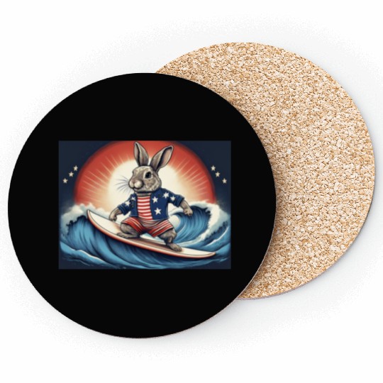Stars & Stripes Surfer Bunny Coasters