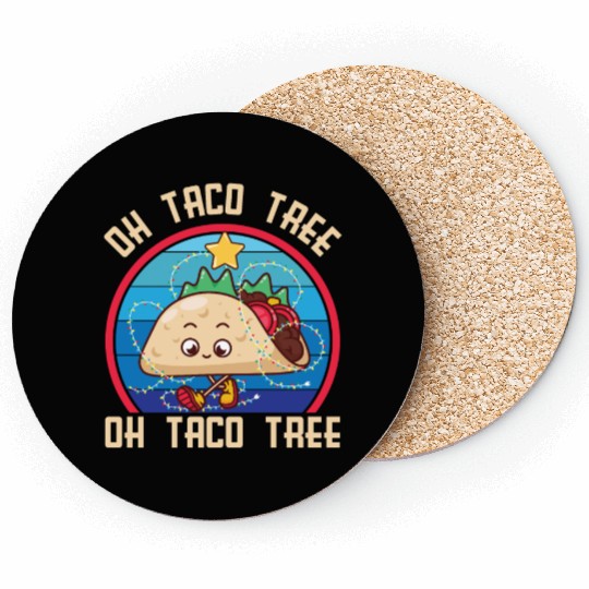 Oh Taco Tree Christmas Cute Xmas Mexican Food Love Coasters