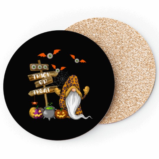 Cute Halloween Gnome Spooky Trick Or Treat Coasters