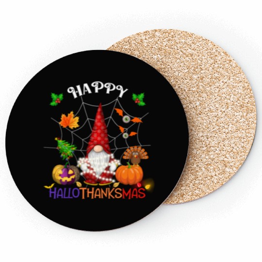 Happy HalloThanksMas Gnome Coasters