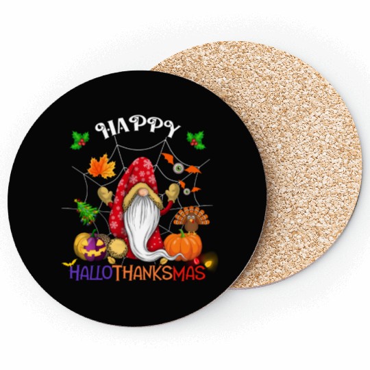 Happy HalloThanksMas Gnome Coasters