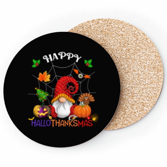Happy HalloThanksMas Gnome Coasters