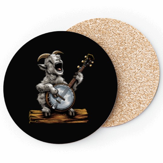 Goat Farm Animal Farmer Bluegrass Banjo Player Coasters