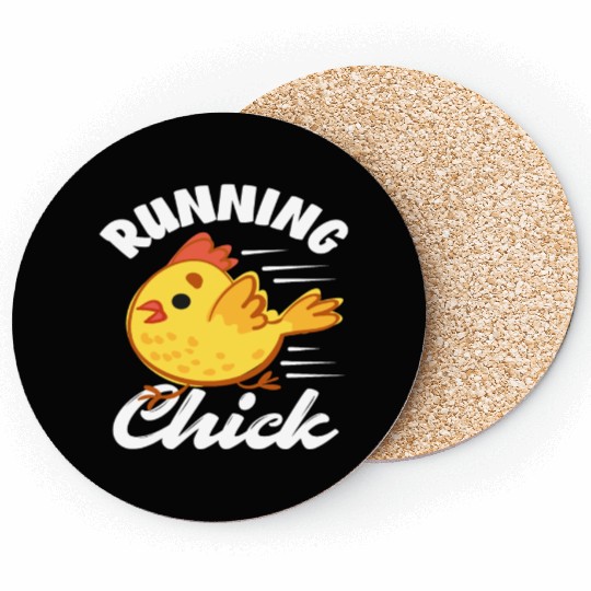 Funny Yellow Chick Running Chick Coasters