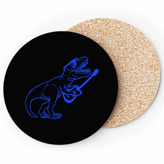 T. Rex Dino DJ Dinosaur Party Animal Plays Guitar Coasters