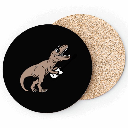 T. Rex Dino DJ Dinosaur Party Animal Plays Guitar Coasters