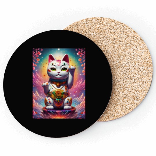 Maneki neko lucky cat Coasters