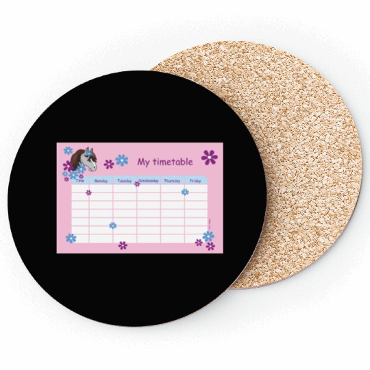 Timetable for Kids - Pony Flowers pink Coasters