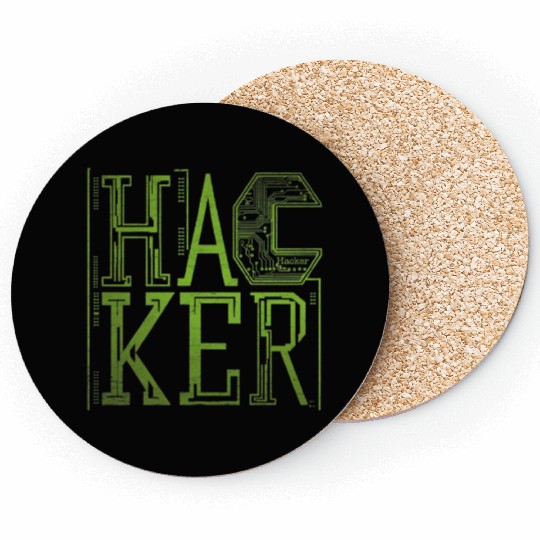 Futuristic Digital Hacker Typography Coasters