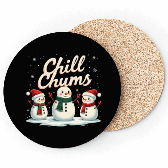 Chill Chums Snowman Friends Festive Winter Fun Coasters