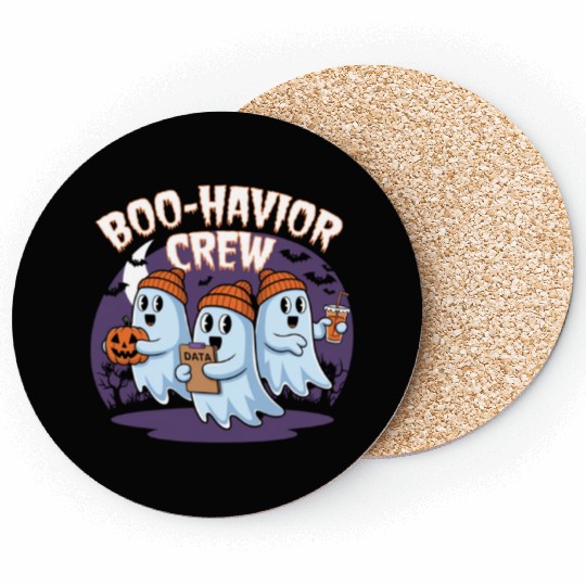 Boo-Havior Crew Ghosts Halloween Fun Spooky Night Coasters