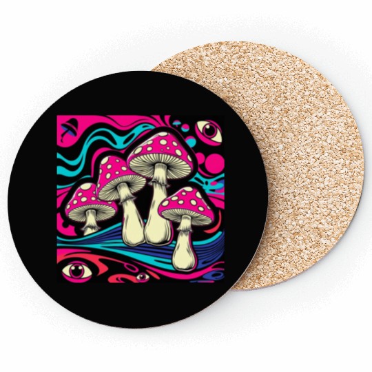 Psychedelic Shrooms: Neon Fungi Fantasy Coasters