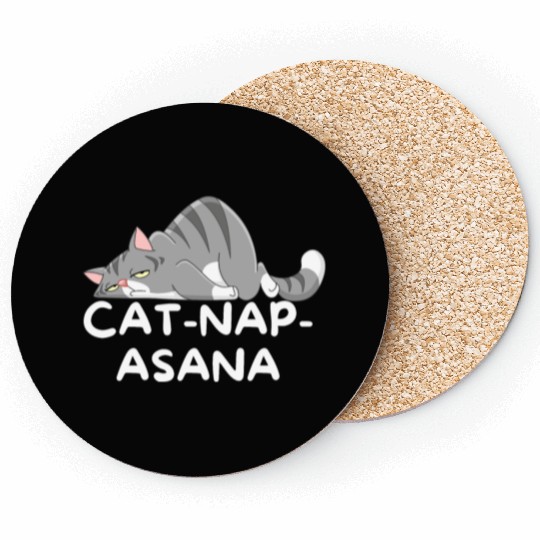 Funny Cat-Nap-Asana sleeping yoga Coasters