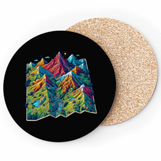 Mountain Adventure Map, Adventure Apparel Coasters
