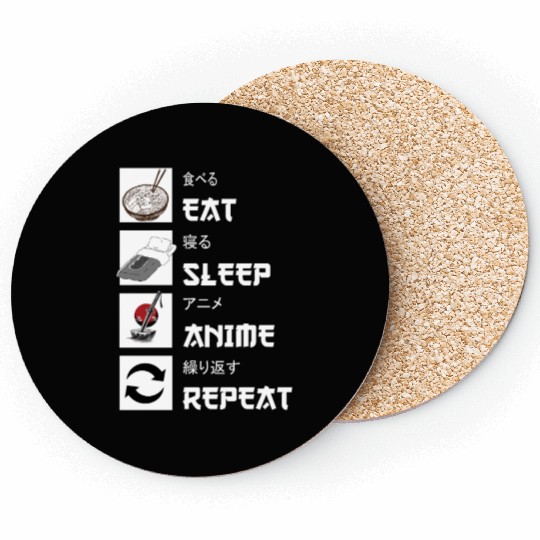 Eat sleep anime repeat manga Coasters