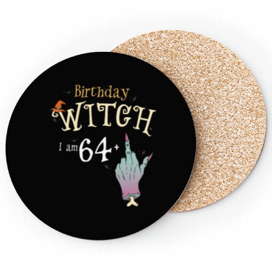 65 yo Witch HallowQueen 65th Birthday Funny Coasters