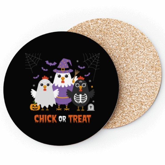 Chick Or Treat Halloween Fun With Witch Chicken Coasters