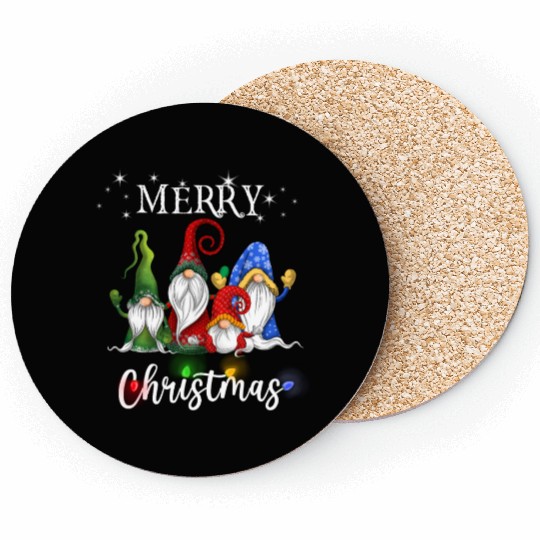Merry Christmas Gnomes Xmas Family Men Women Coasters