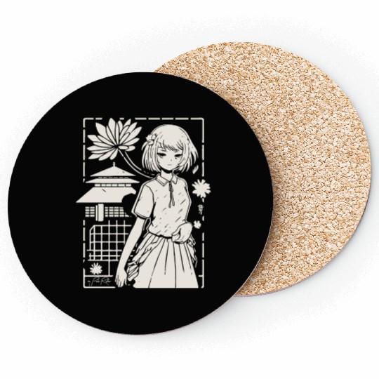 Japan: Sakura Girl Cartoon Coasters