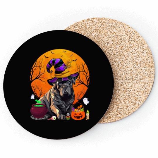 Funny Cane Corso Dog Witch Halloween Dog Lover Coasters