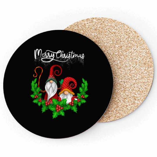 Merry Christmas Gnomes Xmas Family Men Women Coasters
