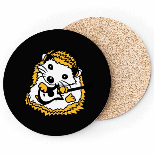 Cool Sitting Hedgehog Plays Guitar Music Guitarist Coasters