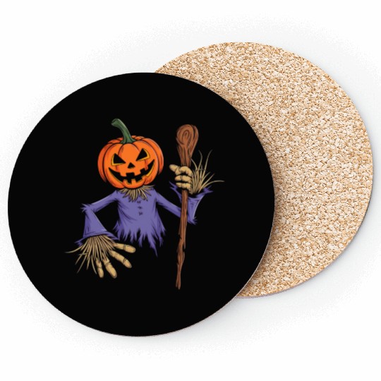 Spooky Halloween Scarecrow Coasters