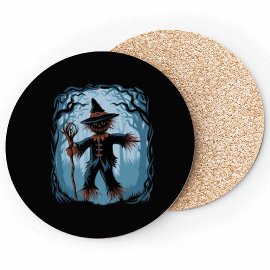 Spooky Halloween Scarecrow Coasters